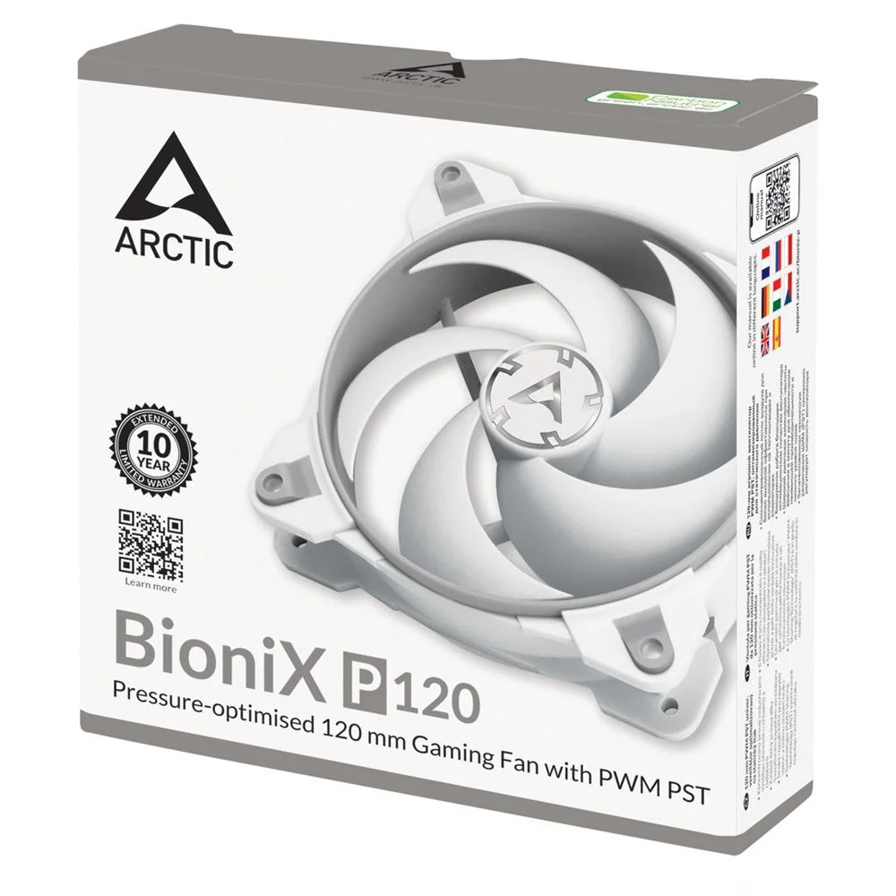 Arctic Bionix P120 (Gray/White)  Pressure-Optimised 120 Mm Gaming Fan With Pwm Pst