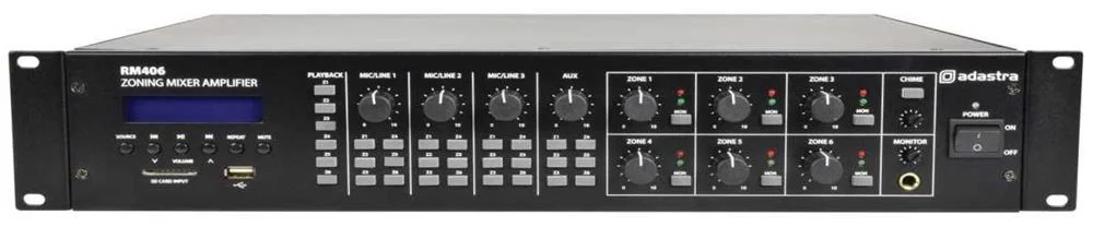 Amplificador 100v 6x40w + Usb/Sd/Fm/Bluetooth