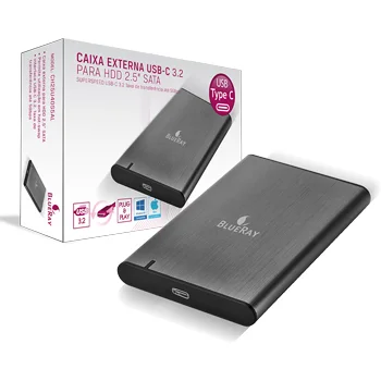 Caixa Externa 2.5 Usb-c 3.2 5gb Preta - Blueray
