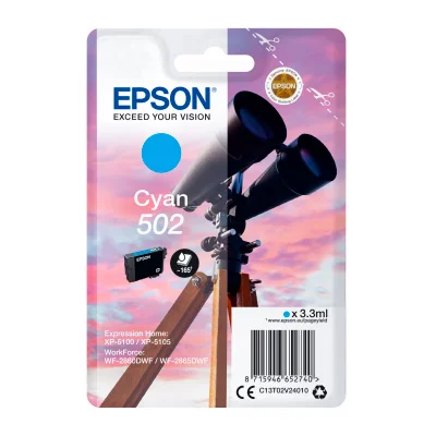 Tinteiro Epson 502 Ciano + Alarme Rf - Xp-51xx, Wf-286x