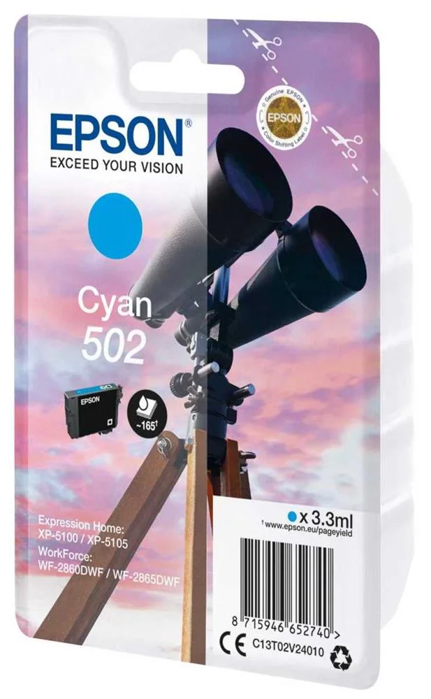 Tinteiro Epson 502 Ciano + Alarme Rf - Xp-51xx, Wf-286x