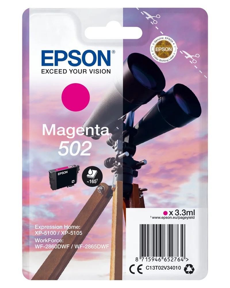 Tinteiro Epson 502 Magenta + Alarme Rf - Xp-51xx, Wf-286x