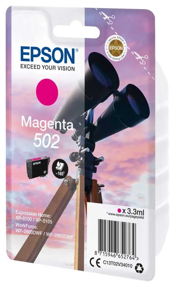 Tinteiro Epson 502 Magenta + Alarme Rf - Xp-51xx, Wf-286x