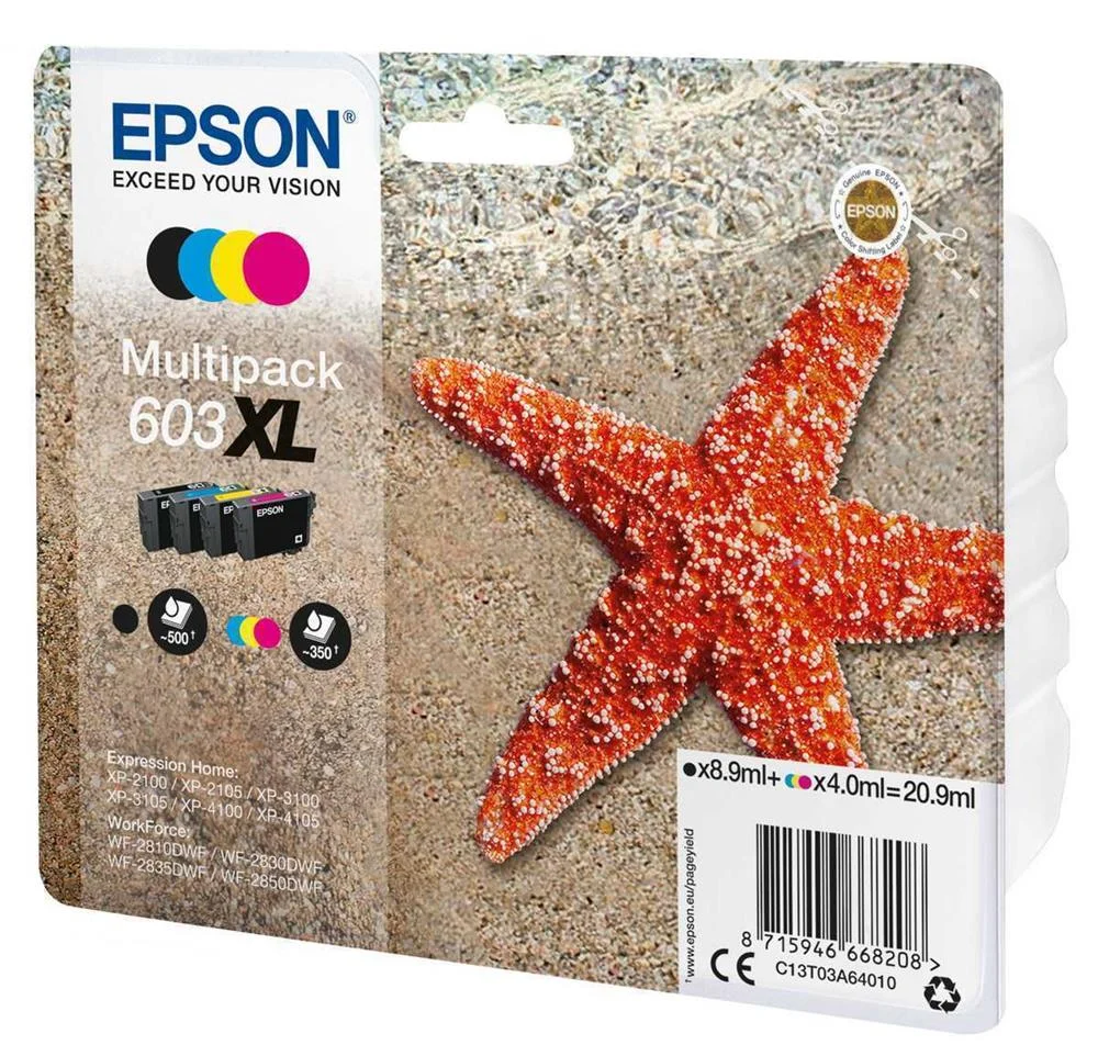 Tinteiro Epson 603 Multipack 4 Cores Xl - Xp-2100/2105/3100/3105/4100/4105, Wf-28xx