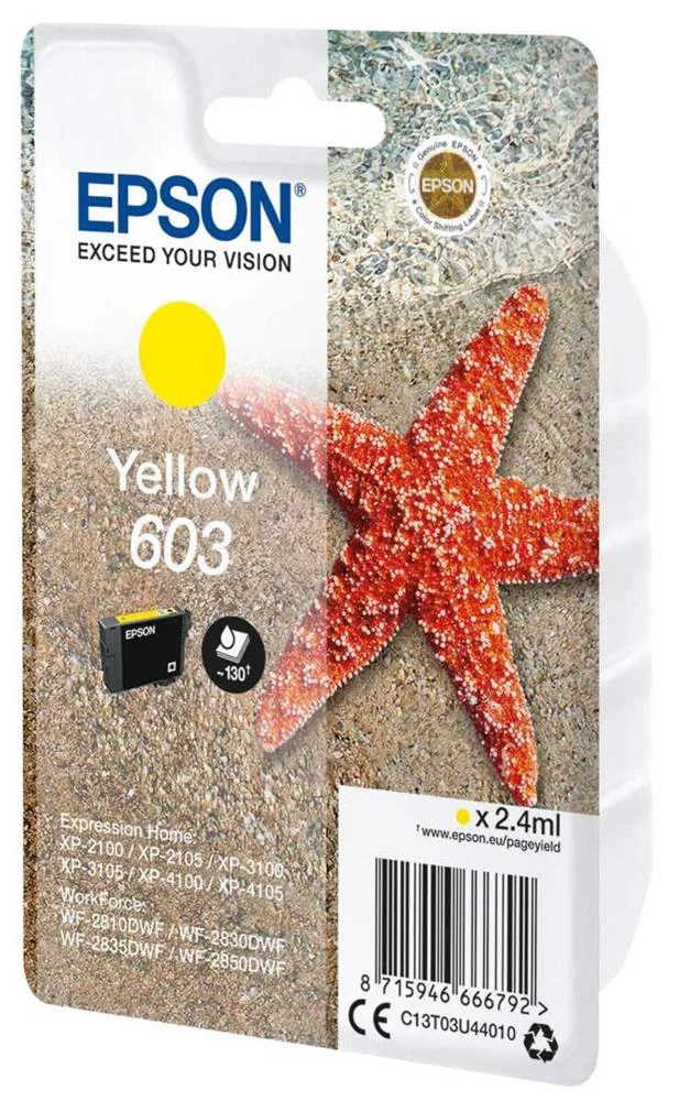Tinteiro Epson 603 Amarelo + Alarme Rf - Workforce Wf-28xx & Expression Home Xp-210x/310x/410x