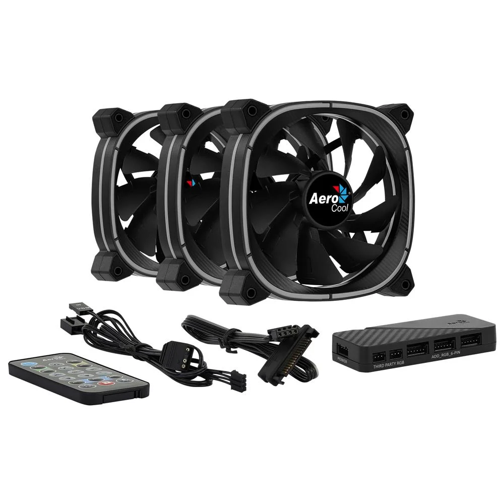 Pack 3 Ventiladores Aerocool Astro 12 Pro/ 12cm + H66f Hub + Mando a Distancia