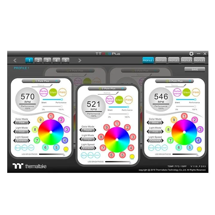 Thermaltake Pack 3 Pure Plus RGB 12 Radiator Fan