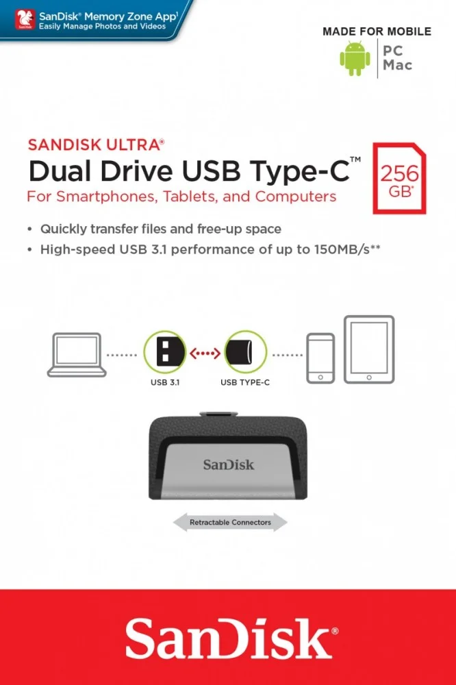 Sandisk Ultra 256gb Dual Drive,Usb Tipo C