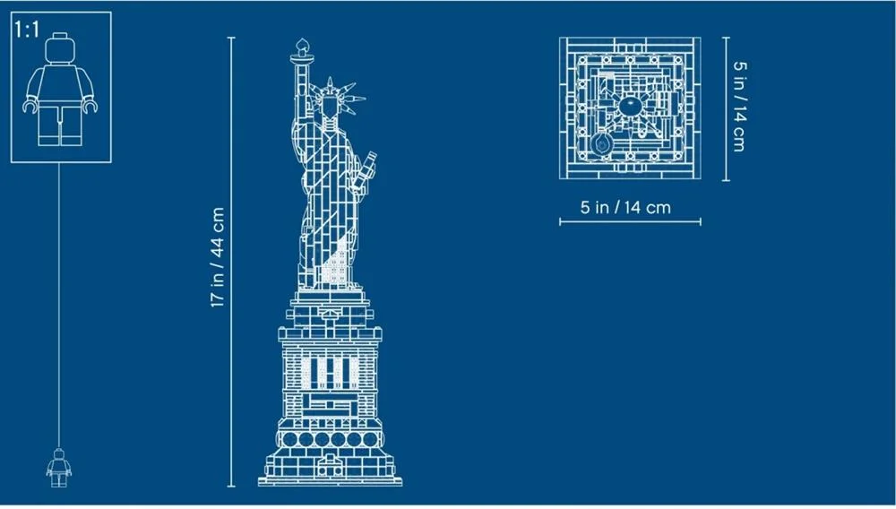 Lego Architecture: Estátua da Liberdade | Idades 18+ | 1685 Peças | Item 21042