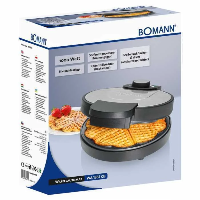 Máquina de Waffles Bomann Wa 1365 Cb Preto Inox
