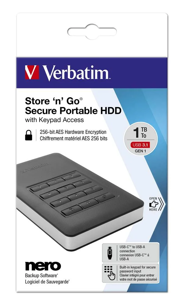 Verbatim Store 'n' Go Portable Hard Drive - 1 Tb - Usb 3.1 Gen 1 - Black
