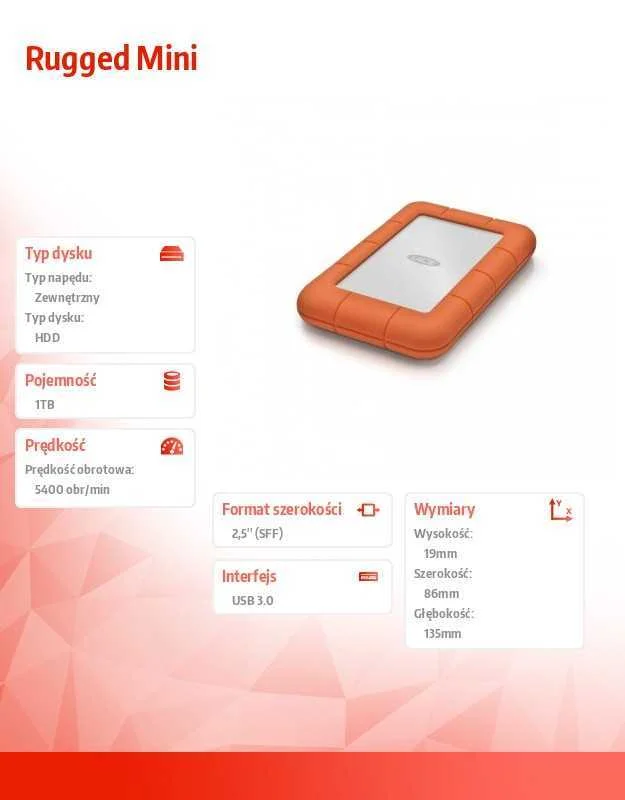 Disco Externo Rugged Mini 2,5" 1tb Usb 3.0 - Lacie