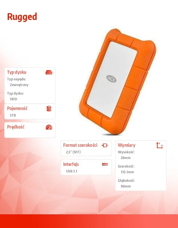 External Hdd|Lacie|5tb|Usb-C|Colour Orange|Stfr50.