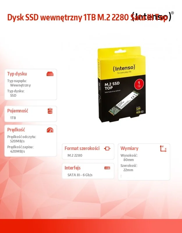 Intenso   M.2    1tb SSD Sata3  Top Performance Retail