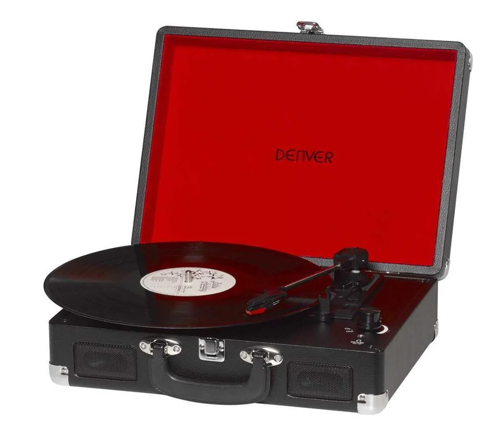 Gira-discos 3/45/78rpm Vintage 2x 1w (preto)