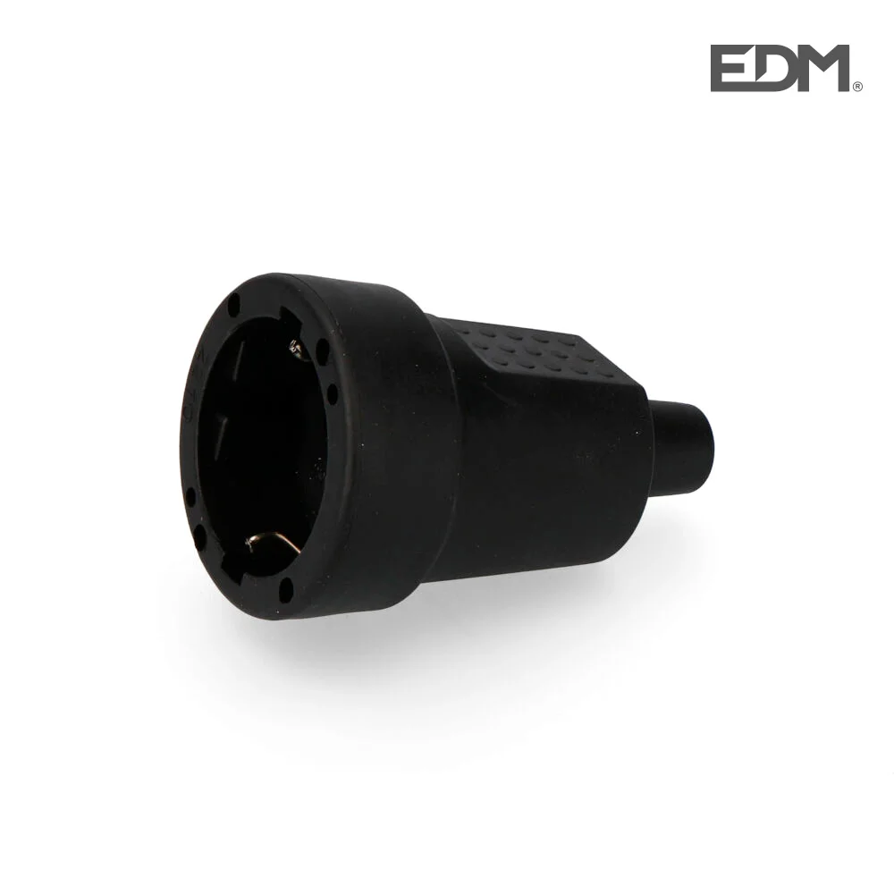 Ficha Fêmea de Borracha 10/16a 250v T/Tl Ip44 4,8mm Preta (Retractilada) Edm