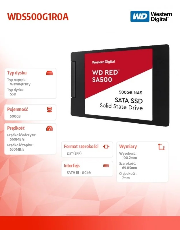 Ssd Wd Red    2,5" (6.4cm) 500gb Sata3   Sa500     7mm Intern