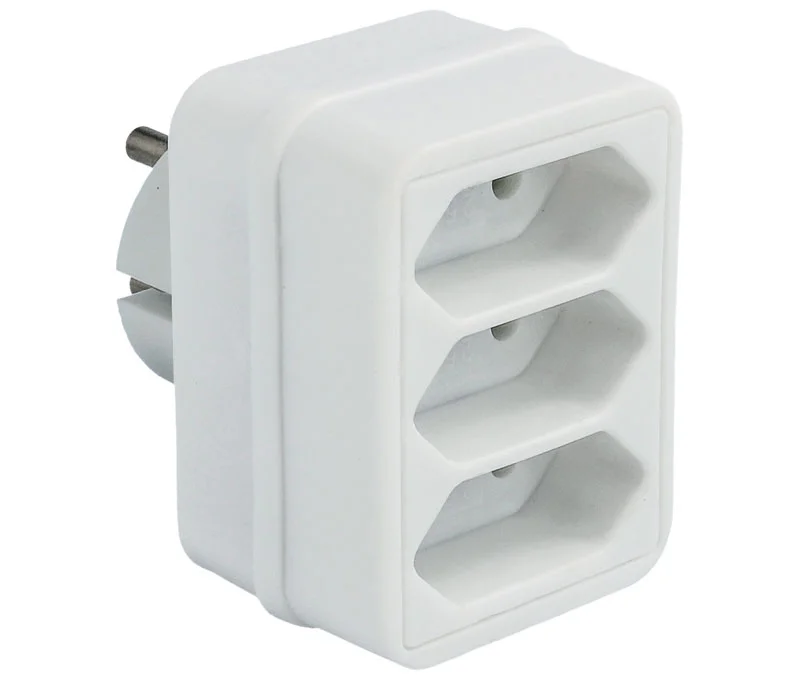 Adaptador De Rede 1 Macho Schuko P/3 Femeas Europa