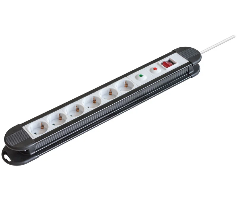 Regleta de 1e:6s Schuko Con Interruptor Y Protecc.