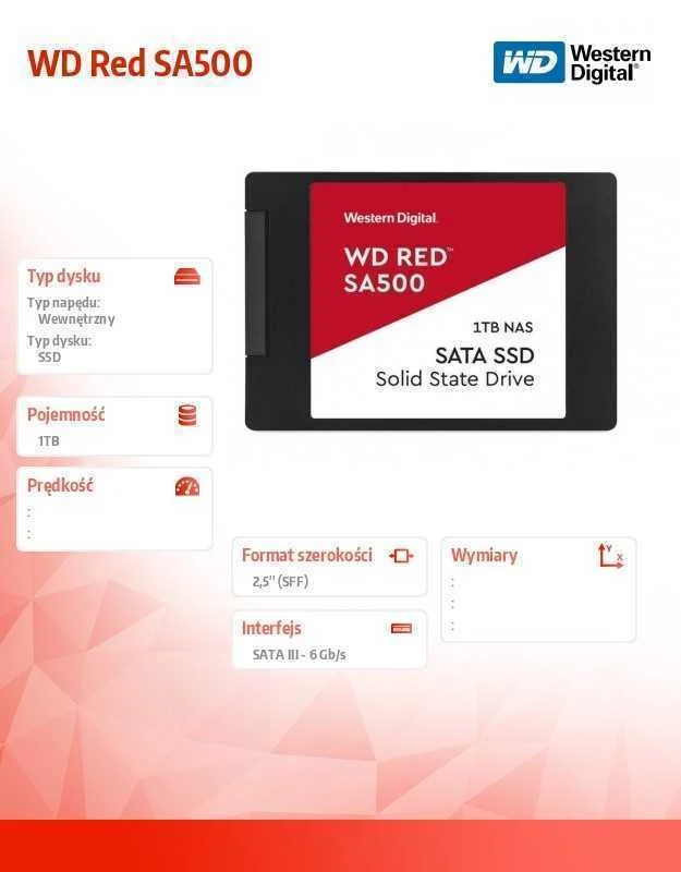 Disco SSD 2.5p Wd Red Sa500 500gb Sata, Max 560/530mbps