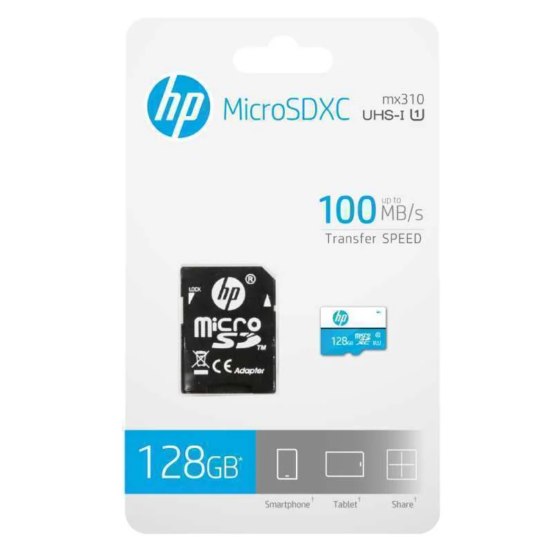 Cartão de Memória Micro Sd com Adaptador Hp Classe 10 100 Mb/S 128 Gb 