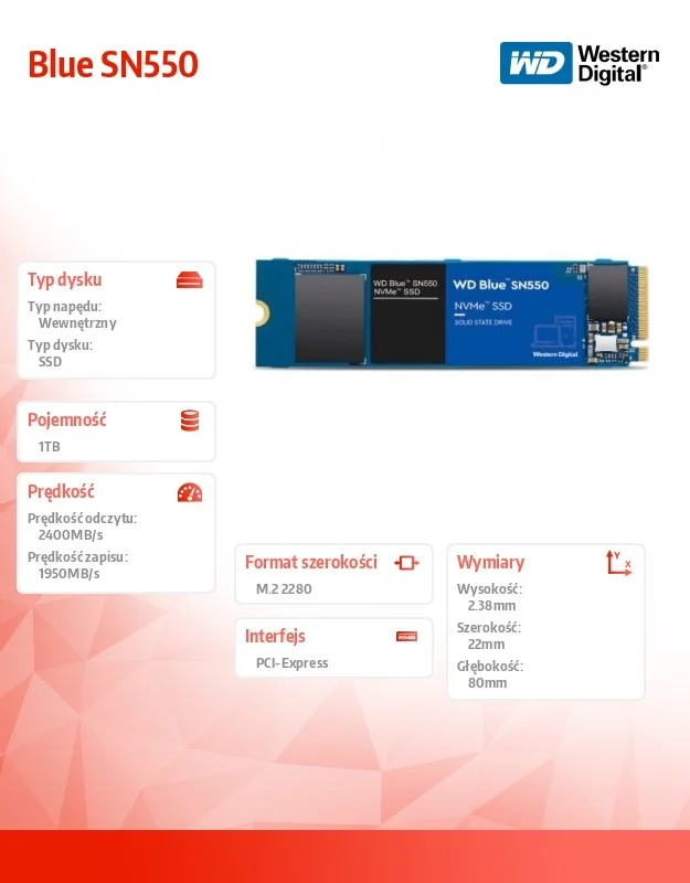 Disco Rigido Western Digital Blue Sn550 SSD M.2