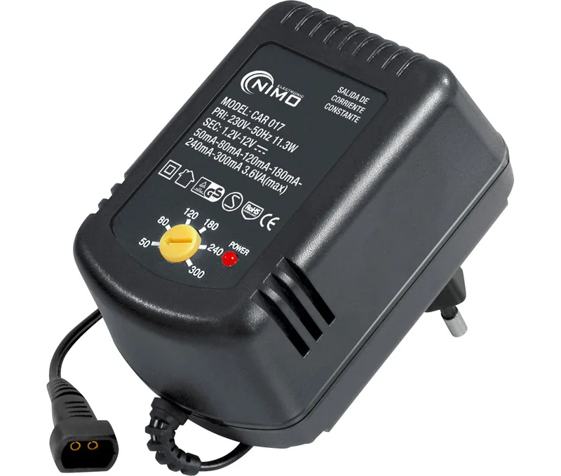 Carregador de Baterias NiCd/NiMH 1,2~12VDC 300mA