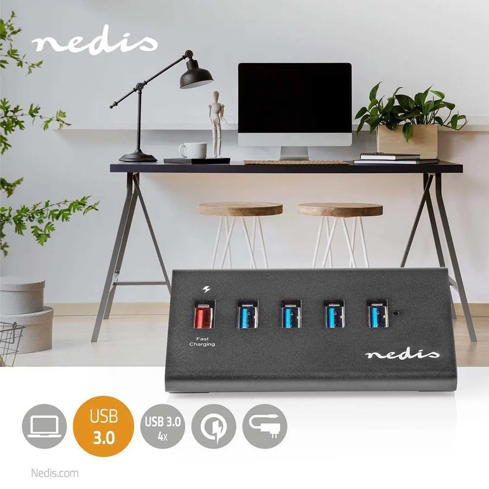 Concentrador Usb | Usb Micro-B Hembra | Usb-A Hembra | 5-Port Port(S) | Qc3.0 / Usb 3.2 Gen 1 | Alim