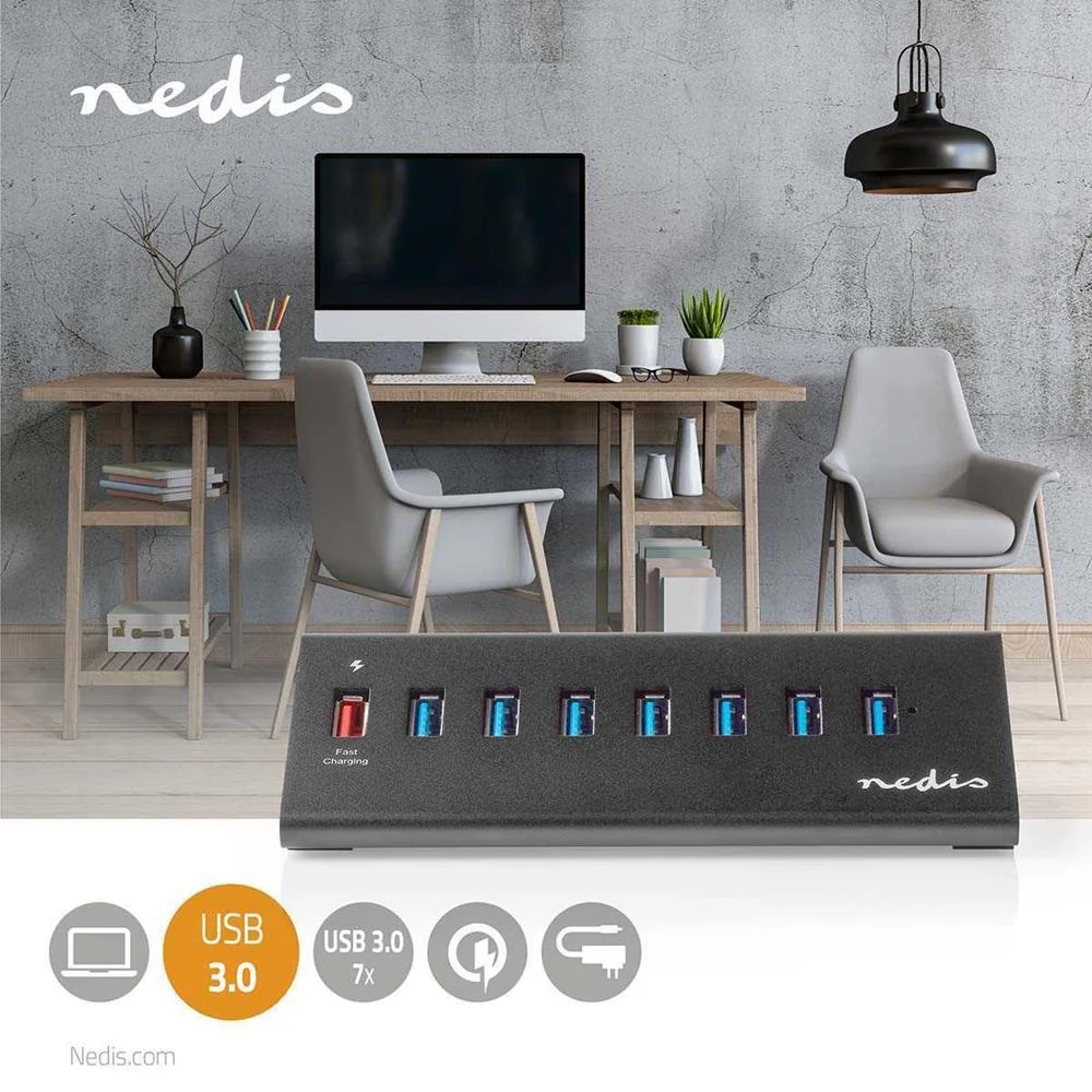 Concentrador Usb | Usb Micro-B Hembra | Usb-A Hembra | 8-Port Port(S) | Qc3.0 / Usb 3.2 Gen 1 | Alim