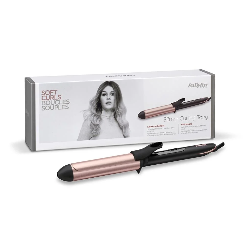 Modelador de Cabelo 32mm Curling Tong Preto/Rosa Dourado - Babyliss