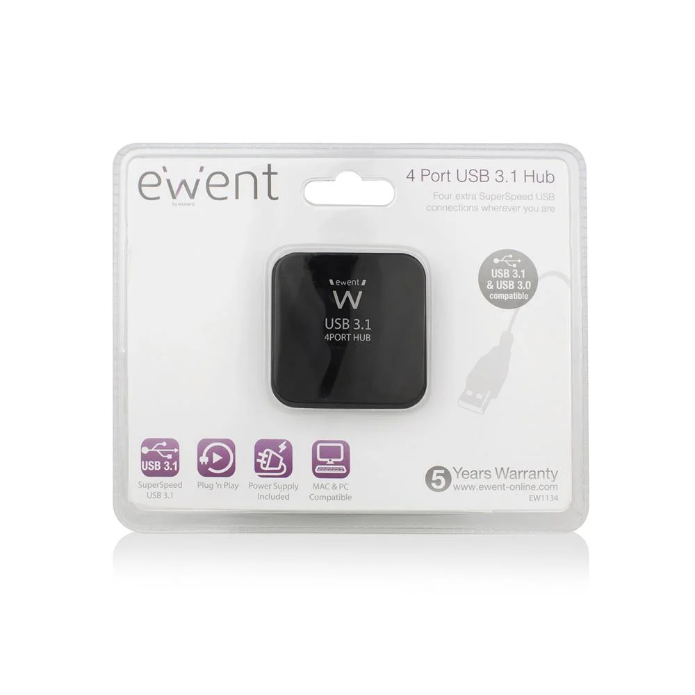 Ewent Hub Usb3.1 Gen 1 4 Port Highspeed Ac Powered