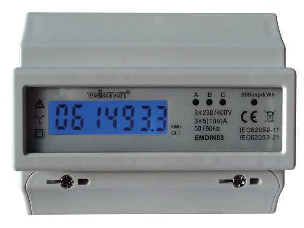 Trifásico - Medidor de Kwh para Montagem em Calha Din 7 Módulos - para Uso Profissional