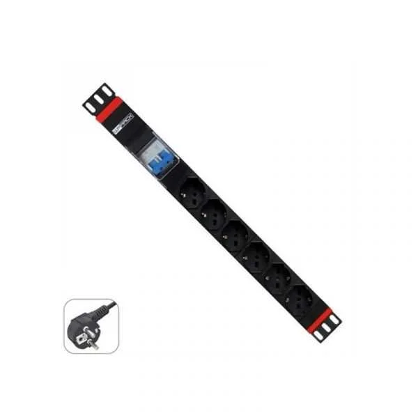 Wp Rack Regua Tomadas 6x Schuko 19" Pdu C/ 2p Que.