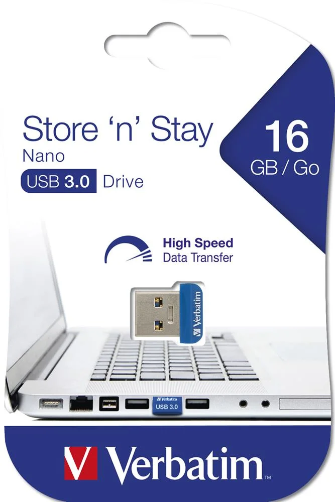 Pen Verbatim 16gb Nano Usb 3.0 Store N Stay Blue