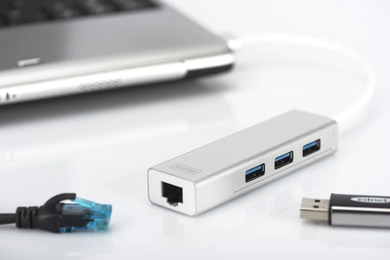 Digitus Usb-Hub    3-Port 3.0->3xa3.0 1xlan Integr. Kabel We