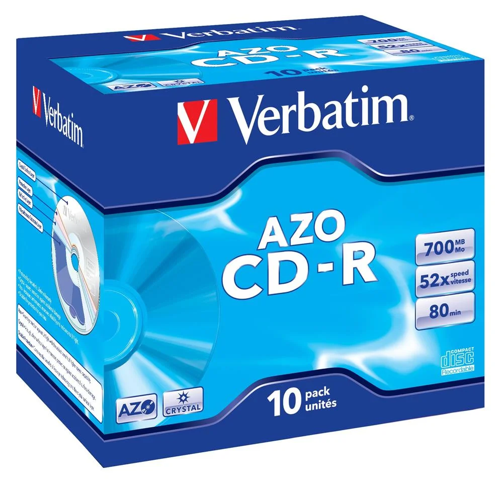 Cd-R  Verbatim 700mb 10pcs Pack 52x Jewelcase Crystal Retail