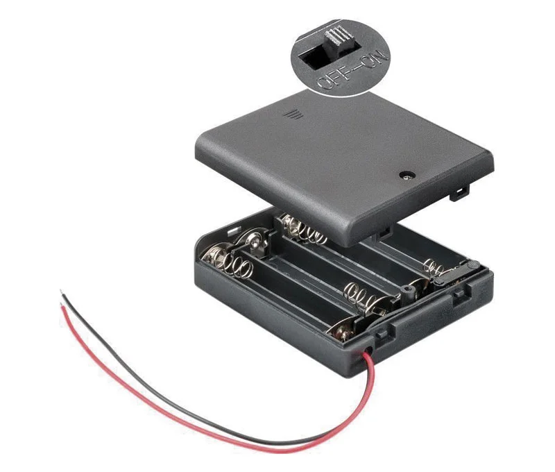 Suporte De Pilhas Aa X 4 Com Interruptor