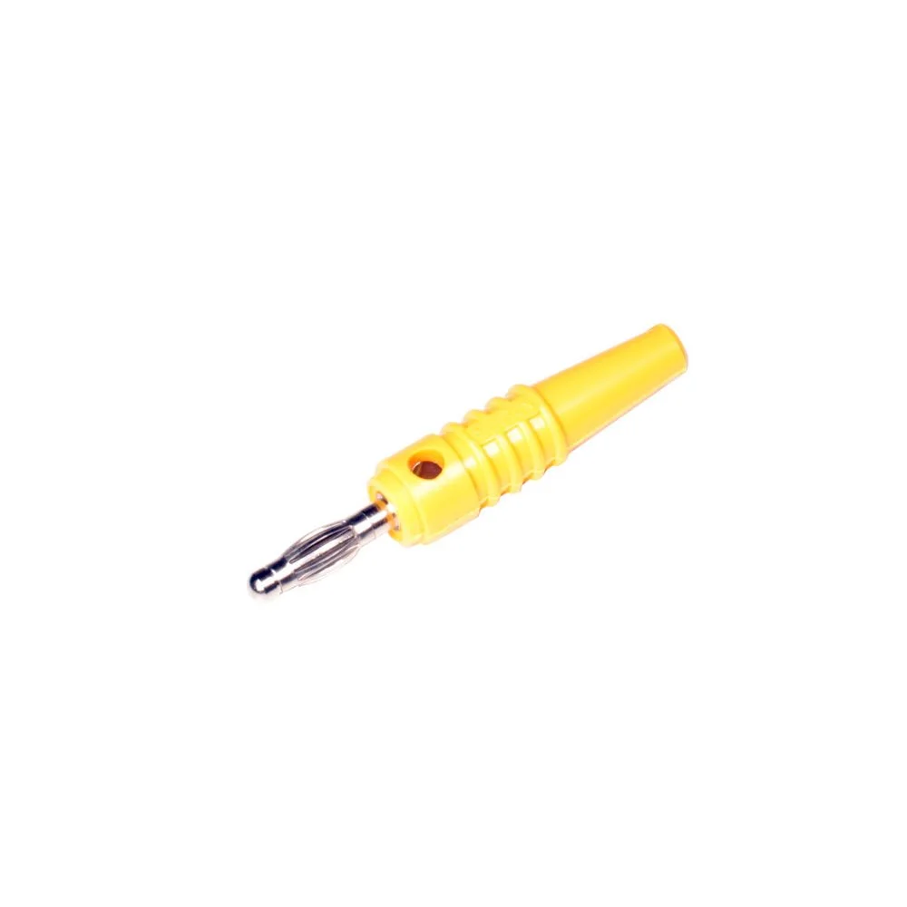 Ficha banana macho 4mm IEC1010 acoplavel AMARELO