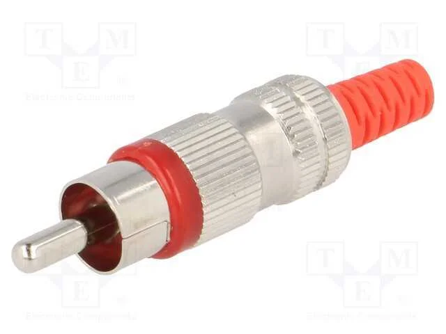 Enchufe Macho Rca Metálico Rojo