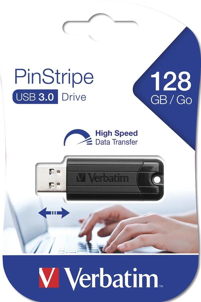 Pen Verbatim 128gb Usb 3.0 Pinstripe Black
