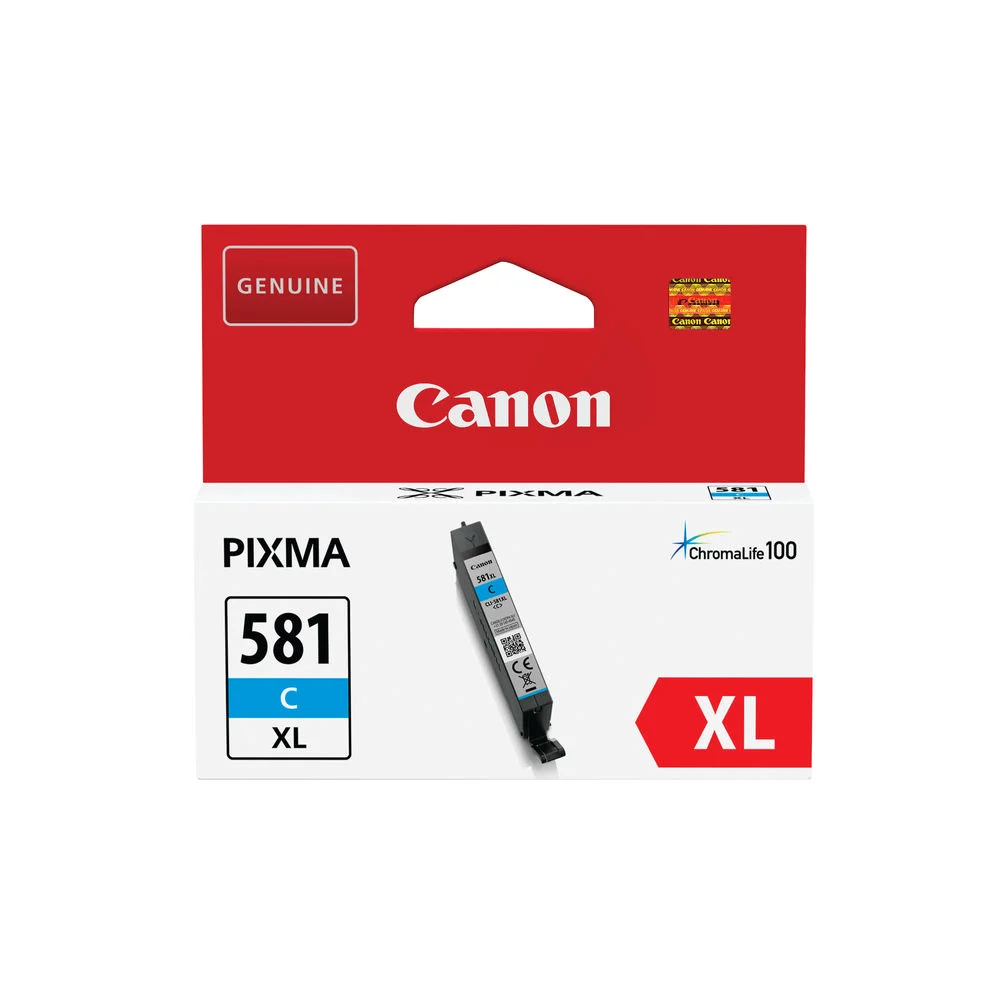 Canon Ink Cart. Cli-581c Xl F?r Pixma Tr7550/8550/Ts6150/ 6151/8150/8151/8152/9150/9155 Cyan High Ca