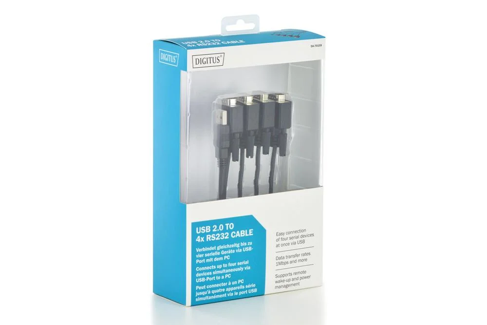 Digitus Anschlusskabel Usb2.0   -> 4xrs232 St/Bu 1.5m Schwar