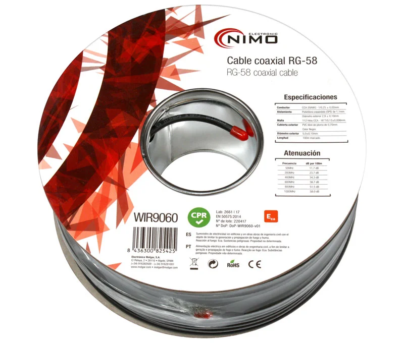 Cabo Coaxial Rg58 50 Ohm 100m Preto
