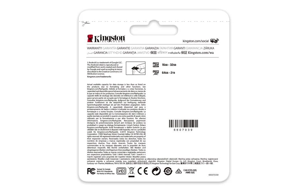 Cartão de Memória Microsdxc 256gb Classe 10 - Kingston