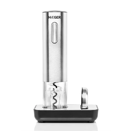 Saca-Rolhas Elétrico Haeger Milano Recarregável Aço Inoxidável 