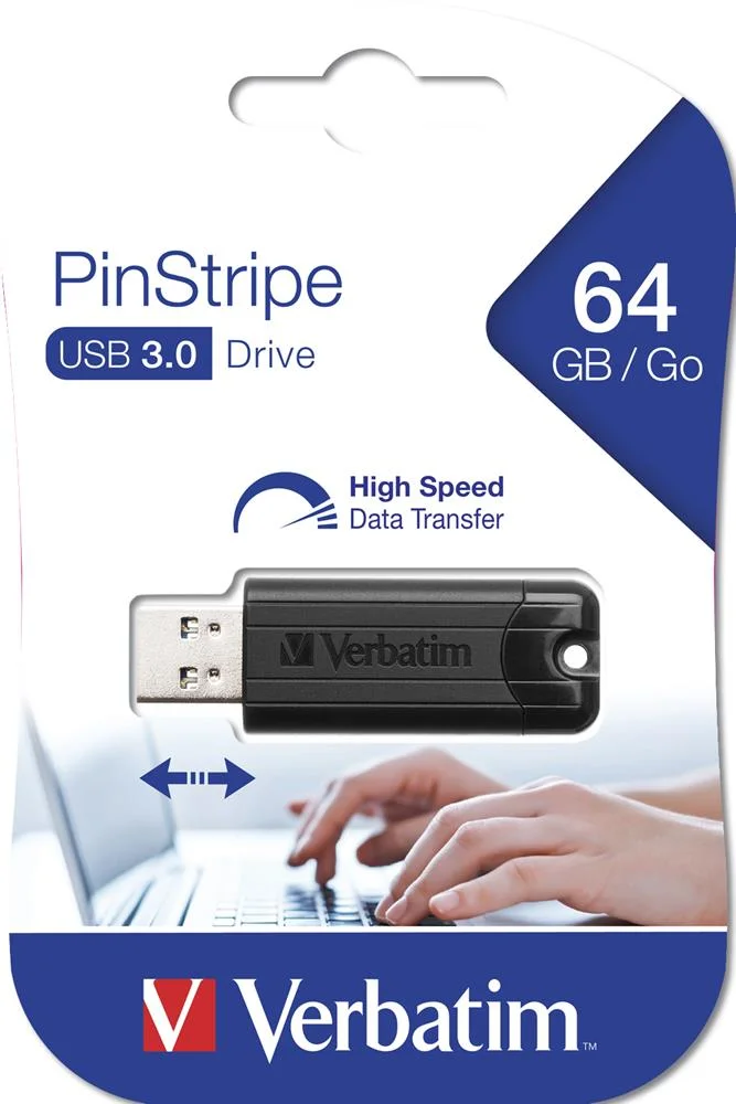 Pen Verbatim 64gb Pinstripe Usb 3.0 Black