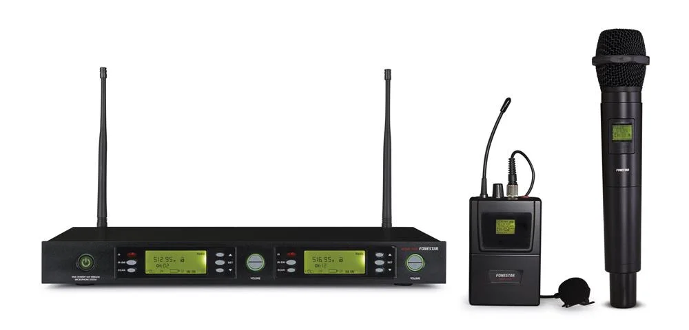 Sistema Sem Fios Uhf. True Diversity. 2 Canais. 1 Microfone de Mão e 1 Transmissor Portátil com Micr