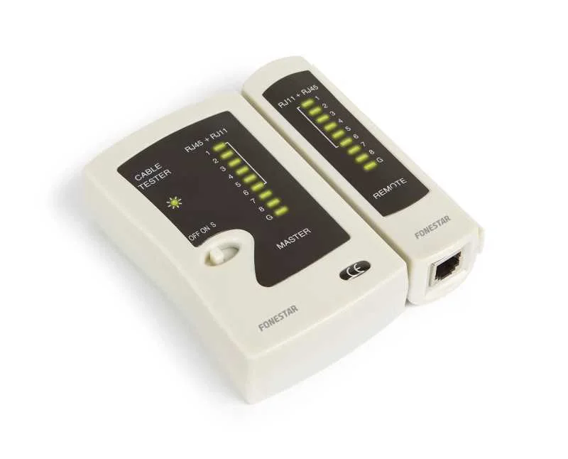 Verificador de Cabos. Cabos Rj-45, Rj-11 e Rj-12. Composto Por Um Emissor e Um Recetor.