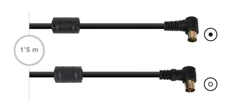 Cabo Antena Preto 1.5m C/Filtros Conetores  90º