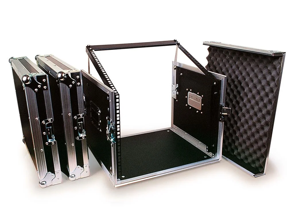 Móvel Rack Flight Case 19" 8 (Frontal) e 9 U (Suporte). com Suporte para Equipamentos de Som e Ilumi